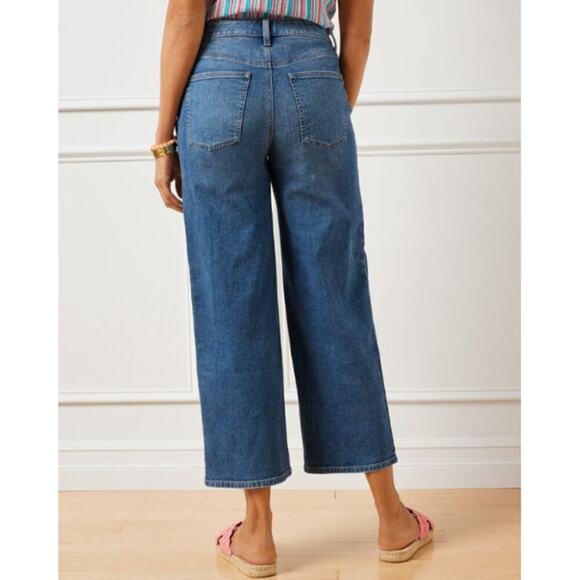 Talbots Wide Leg Crop Jean High Rise Como Wash Casual Denim Size 8 - Picture 2 of 16